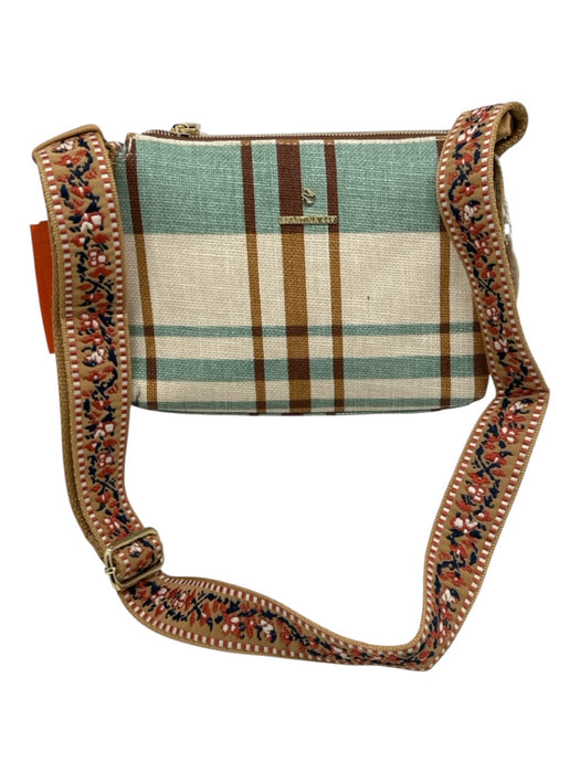 Spartina Beige & Aqua Canvas Plaid Crossbody Bag Beige & Aqua / Small