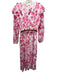 Nikky Size Medium White & Pink Floral Abstract Sheer Long Sleeve Maxi Dress White & Pink / Medium