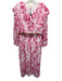 Nikky Size Medium White & Pink Floral Abstract Sheer Long Sleeve Maxi Dress White & Pink / Medium
