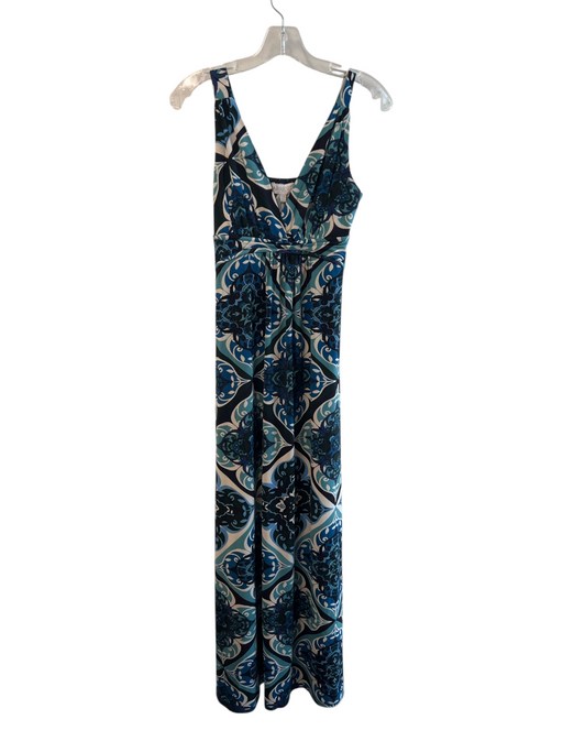 Apricot Size S Blue No Fabric Tag Sleeve Cut Outs Paisley V Neck Dress Blue / S