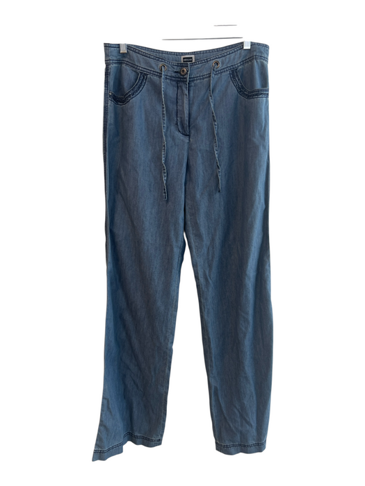 Renuar Size 8 Blue Tencel Denim Solid Drawstring Wide Leg Jeans Blue / 8