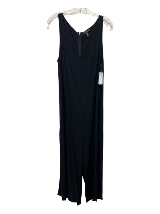 Eileen Fisher Size L Black Viscose Scoop Neck Back Zip Wide Leg Jumpsuit Black / L