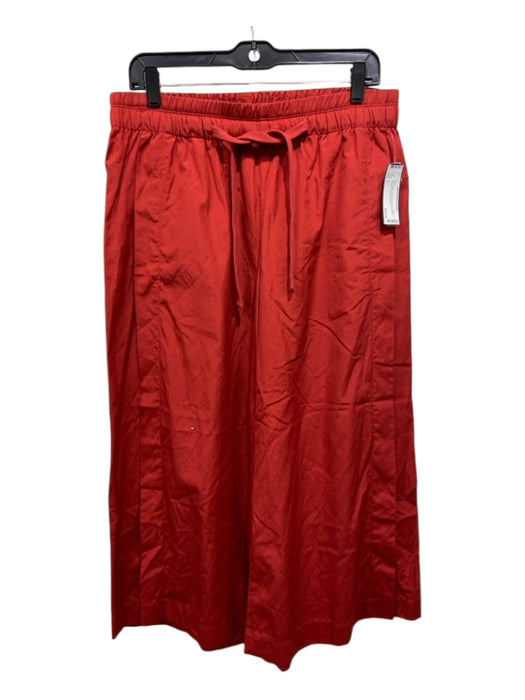 Vince Size L Red Cotton Drawstring Elastic Waist Cropped Wide Pants Red / L