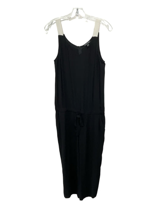 Eileen Fisher Size M Black & Cream Silk Drawstring Sleeveless Jumpsuit Black & Cream / M