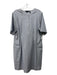 Theory Size XL White, Blue & Gray Cotton Stripe Half Button pocket Dress White, Blue & Gray / XL