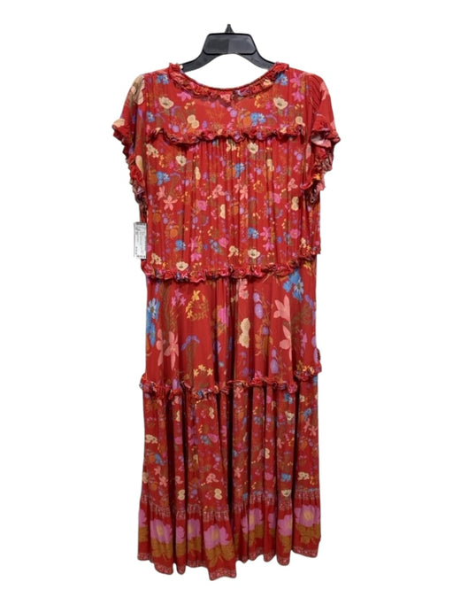 Spell & The Gypsy Size XS Red Print Rayon V Neck Ruffle Detail Tiered Dress Red Print / XS