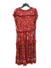 Spell & The Gypsy Size XS Red Print Rayon V Neck Ruffle Detail Tiered Dress Red Print / XS