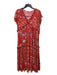 Spell & The Gypsy Size XS Red Print Rayon V Neck Ruffle Detail Tiered Dress Red Print / XS