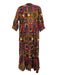 The Oula Company Size XL Black & Multi Cotton Short Sleeve V Neck Maxi Dress Black & Multi / XL