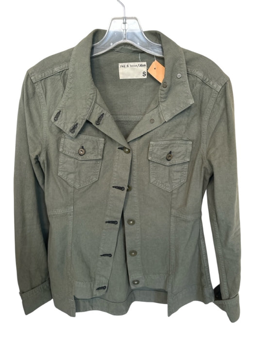 Rag & Bone Size S Olive Green Cotton Long Sleeve Button Down Jacket Olive Green / S