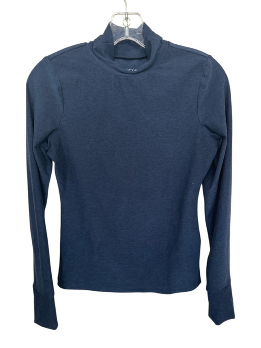Beyond Yoga Size S Navy Mock Neck Long Sleeve Heathered Athletic Top Navy / S
