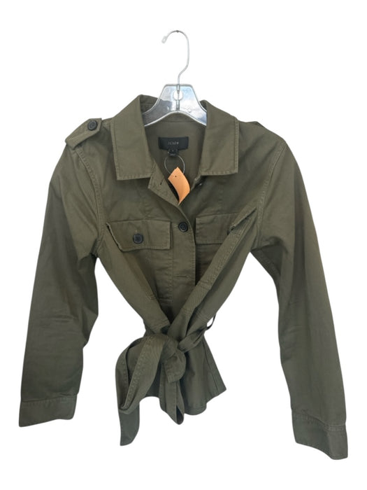 J. Crew Size S Olive Green Cotton Cargo Pockets Button Down Belt included Jacket Olive Green / S