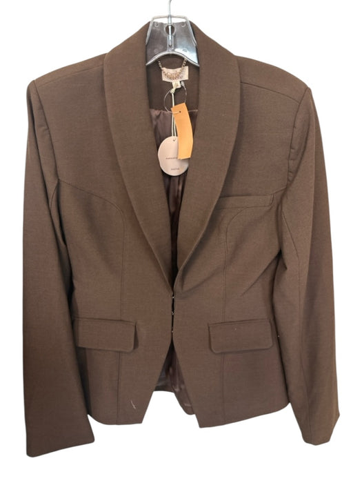 Camila Coelho Size M Brown Polyester Blend Shoulder Pads Blazer Jacket Brown / M