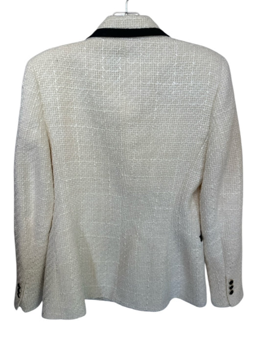Zara Size M Cream & Black Polyester Tweed Shoulder Pads Double Breasted Jacket Cream & Black / M