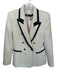 Zara Size M Cream & Black Polyester Tweed Shoulder Pads Double Breasted Jacket Cream & Black / M
