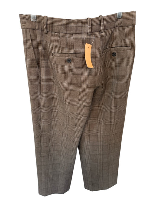 Babaton Size 8 Brown & Tan Polyester Blend Plaid Straight Leg Trouser Pants Brown & Tan / 8
