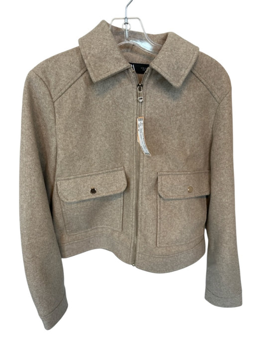 Zara Size M Oatmeal Polyester Collar Full ZIp Pockets Jacket Oatmeal / M