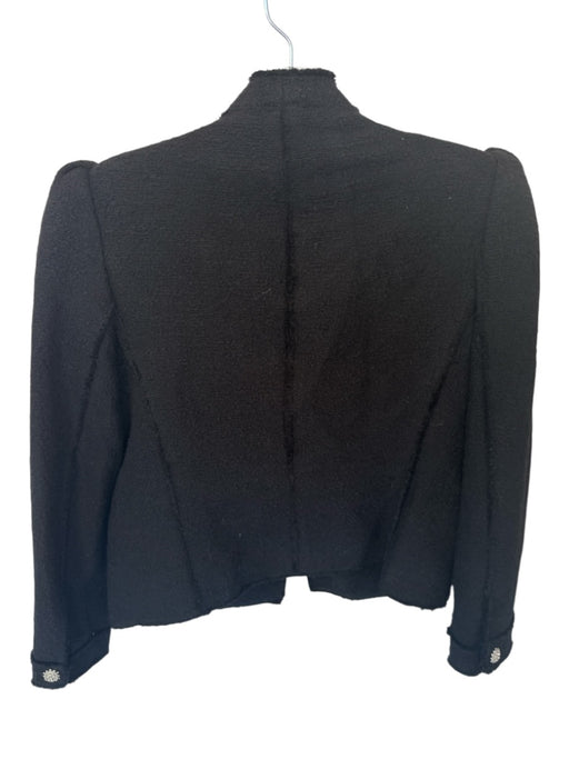 Zara Size M Black & White Cotton Textured Rhinestone Buttons Open Front Jacket Black & White / M