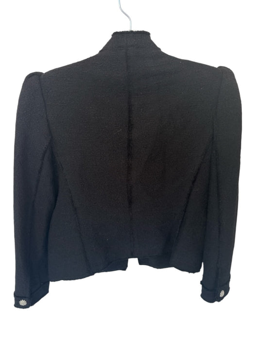 Zara Size M Black & White Cotton Textured Rhinestone Buttons Open Front Jacket Black & White / M