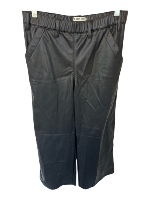 We The Free Size XS Black Vegan Leather High Waist Elastic Waist Wide Leg Pants Black / XS