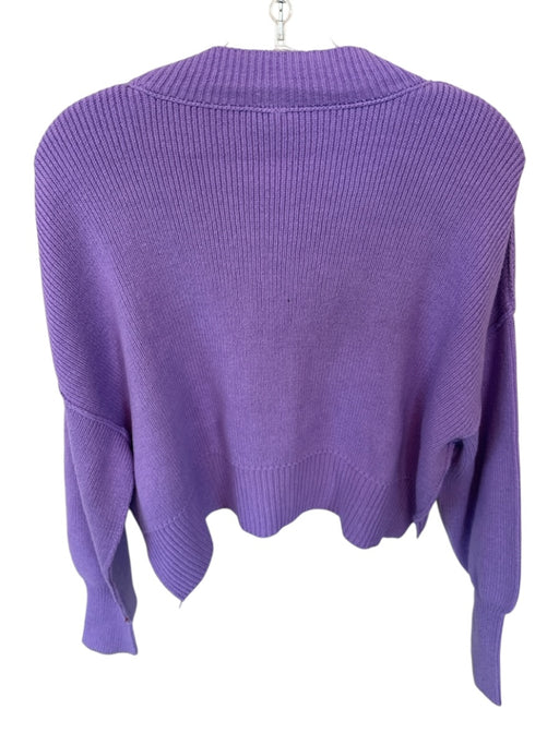 Free People Size XS Purple Cotton Mock Neck Knit Long Sleeve Cropped Sweater Purple / XS
