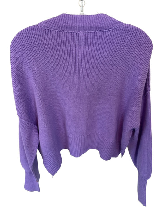 Free People Size XS Purple Cotton Mock Neck Knit Long Sleeve Cropped Sweater Purple / XS
