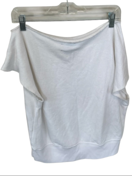 Carbon 38 Size M White Cotton Blend Off Shoulder Short Athletic Sweatshirt White / M