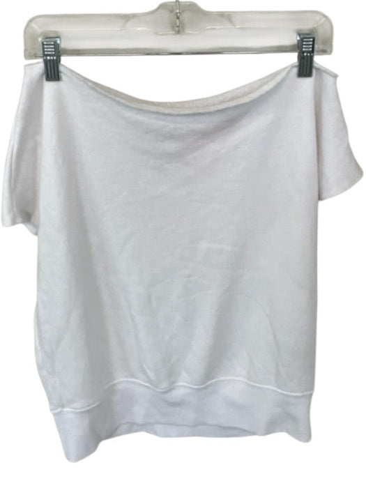 Carbon 38 Size M White Cotton Blend Off Shoulder Short Athletic Sweatshirt White / M