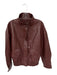 ONLY Size M Brown Vegan Leather Full Zip Long Sleeve Bomber Jacket Brown / M