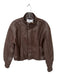 Meshki Size S Brown Vegan Leather Long Sleeve Full ZIp Bomber Moto Jacket Brown / S