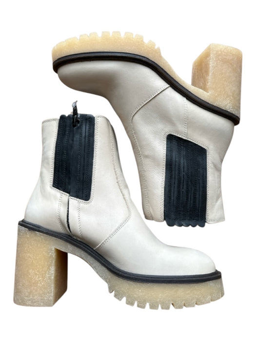 Free People Shoe Size 36 White & Black Leather Rubber Sole Platform Booties White & Black / 36