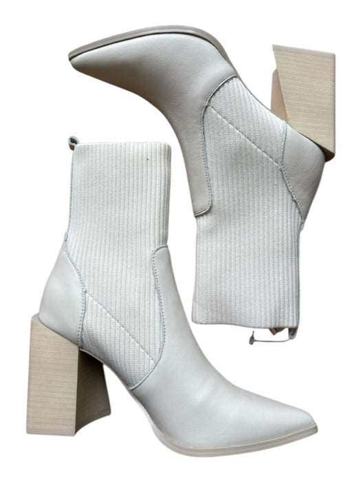 Steve Madden Shoe Size 7 Cream Leather Block Heel Sock Ankle Booties Cream / 7