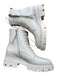 Sam Edelman Shoe Size 6.5 Cream Leather Side Zip Lace Up Combat Booties Cream / 6.5
