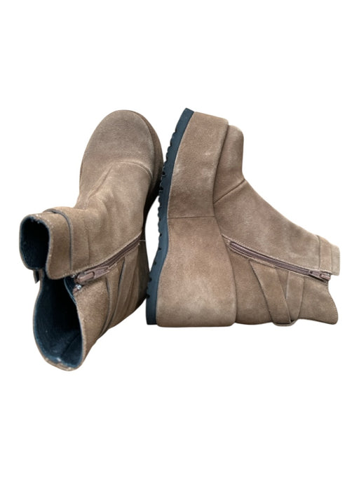 Free People Shoe Size Est 7 Brown Suede Platform Buckles Side Zip Ankle Booties Brown / Est 7