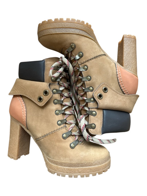 See By Chloe Shoe Size 36 Light Brown Leather Block Heel Lace Up Boots Light Brown / 36