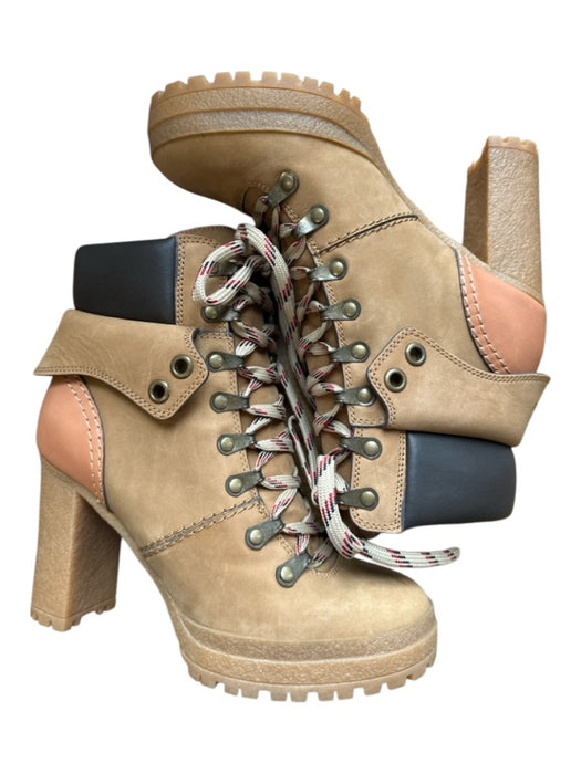 See By Chloe Shoe Size 36 Light Brown Leather Block Heel Lace Up Boots Light Brown / 36