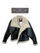 Zara Size S Black & Cream Vegan Leather Faux Shearling Full ZIp Moto Short Coat Black & Cream / S