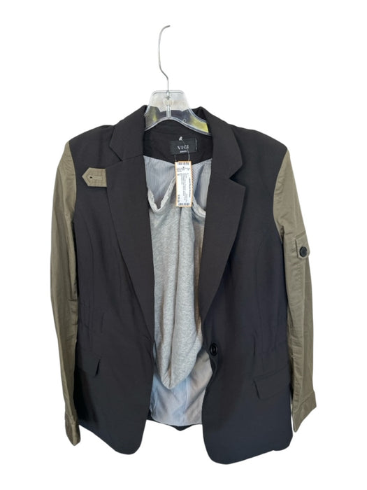 Vici Size S Green & Black Polyester Lining Detail One Button Color Block Jacket Green & Black / S