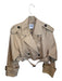 Zara Size S Tan Cotton Double Breast Belted Cropped Raw Hem Jacket Tan / S