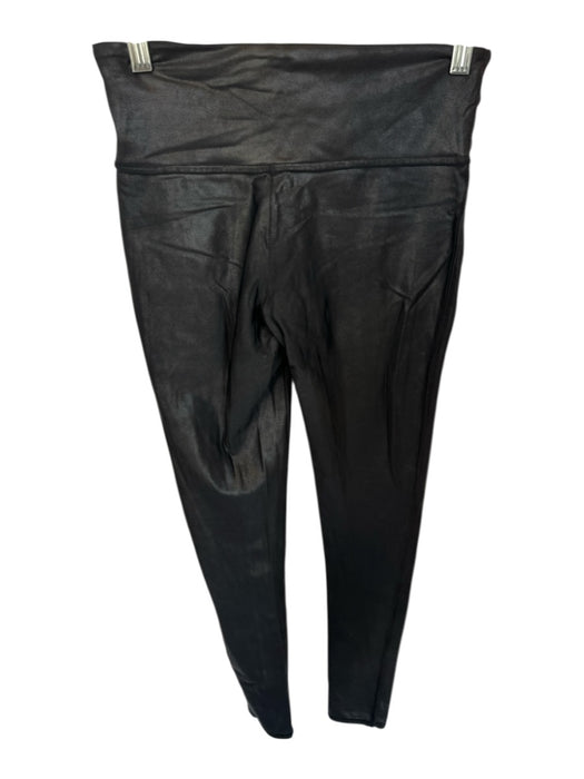 Spanx Size M Black Coated Waist Band Leggings Black / M