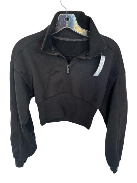 Alo Size Est XS/S Black Cotton Blend Long Sleeve Half Zip Cropped Jacket Black / Est XS/S