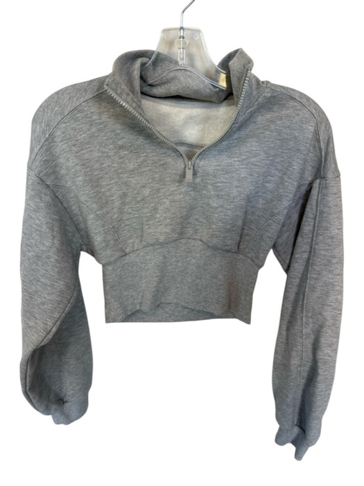 Alo Size Est XS/S Light Gray Cotton Blend Long Sleeve Half Zip Cropped Jacket Light Gray / Est XS/S