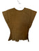 Free People Size S Light Brown Cotton Cap Sleeve Pleat Detail Button Down Top Light Brown / S