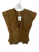 Free People Size S Light Brown Cotton Cap Sleeve Pleat Detail Button Down Top Light Brown / S