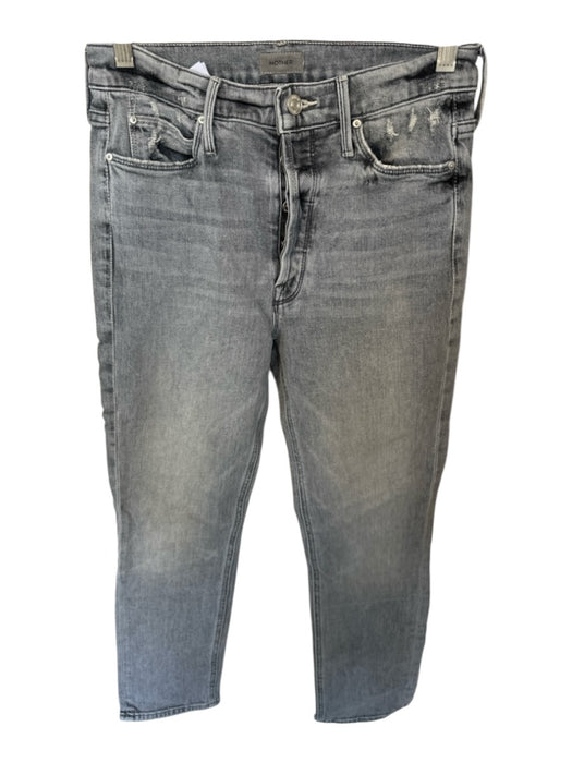 Mother Size 26 Light Gray Cotton Blend High Waist Button Fly Straight Leg Jeans Light Gray / 26