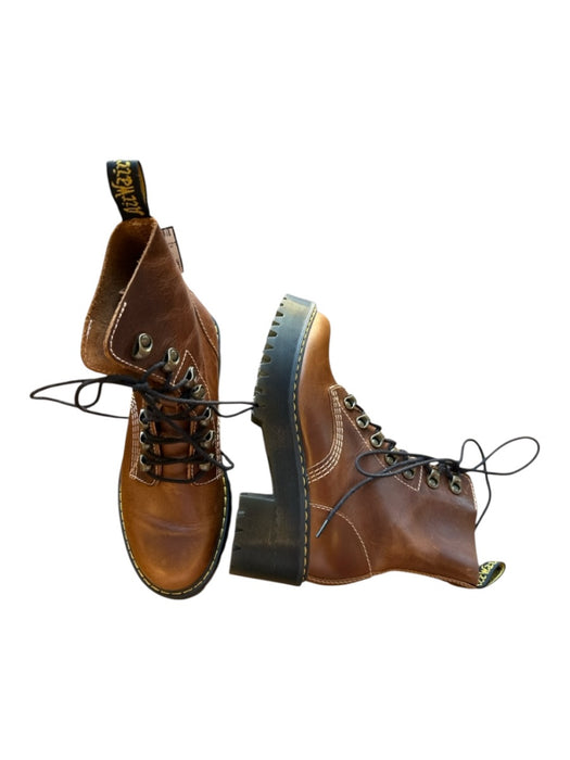 Dr Marten Shoe Size 6 Brown & Black Leather Lace Up Platform Block Heel Boots Brown & Black / 6