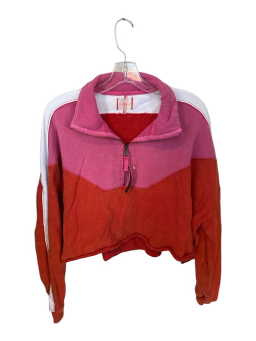 FP Movement Size XS Pink & Orange Cotton Long Sleeve Color Block Half Zip Jacket Pink & Orange / XS