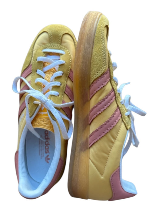 Adidas Shoe Size 6.5 Yellow & Pink Canvas & Leather Lace Up Athletic Sneakers Yellow & Pink / 6.5