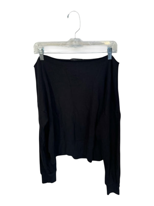 Carbon38 Size M Black Cotton Blend Off Shoulder Long Sleeve Athletic Top Black / M