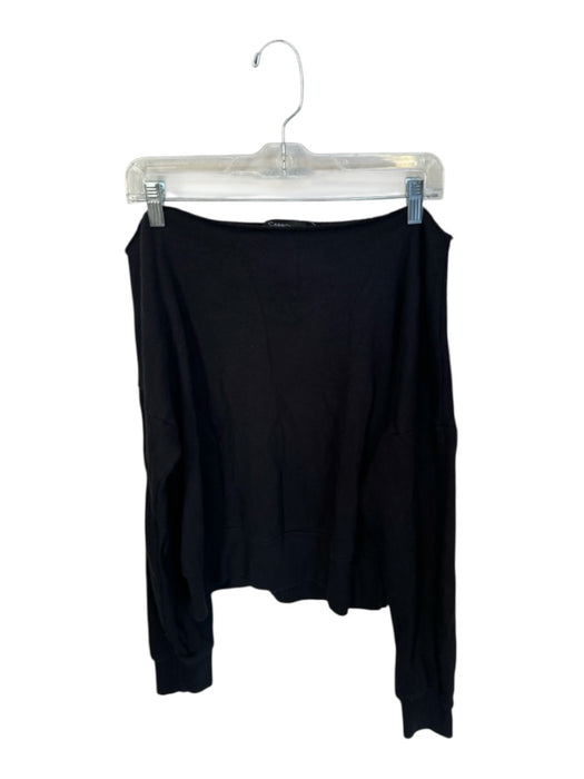 Carbon38 Size M Black Cotton Blend Off Shoulder Long Sleeve Athletic Top Black / M
